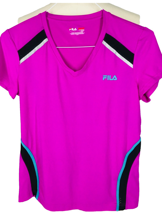 Fila Tops - Fila Sport Womens Short Sleeve V-Neck Performance Top Purple Grape Size L